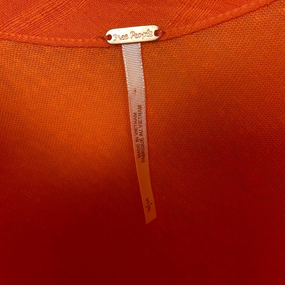 Free People Womens Keep It Casual Orange Linen Blend Oversized T-Shirt Small - Picture 3 of 7